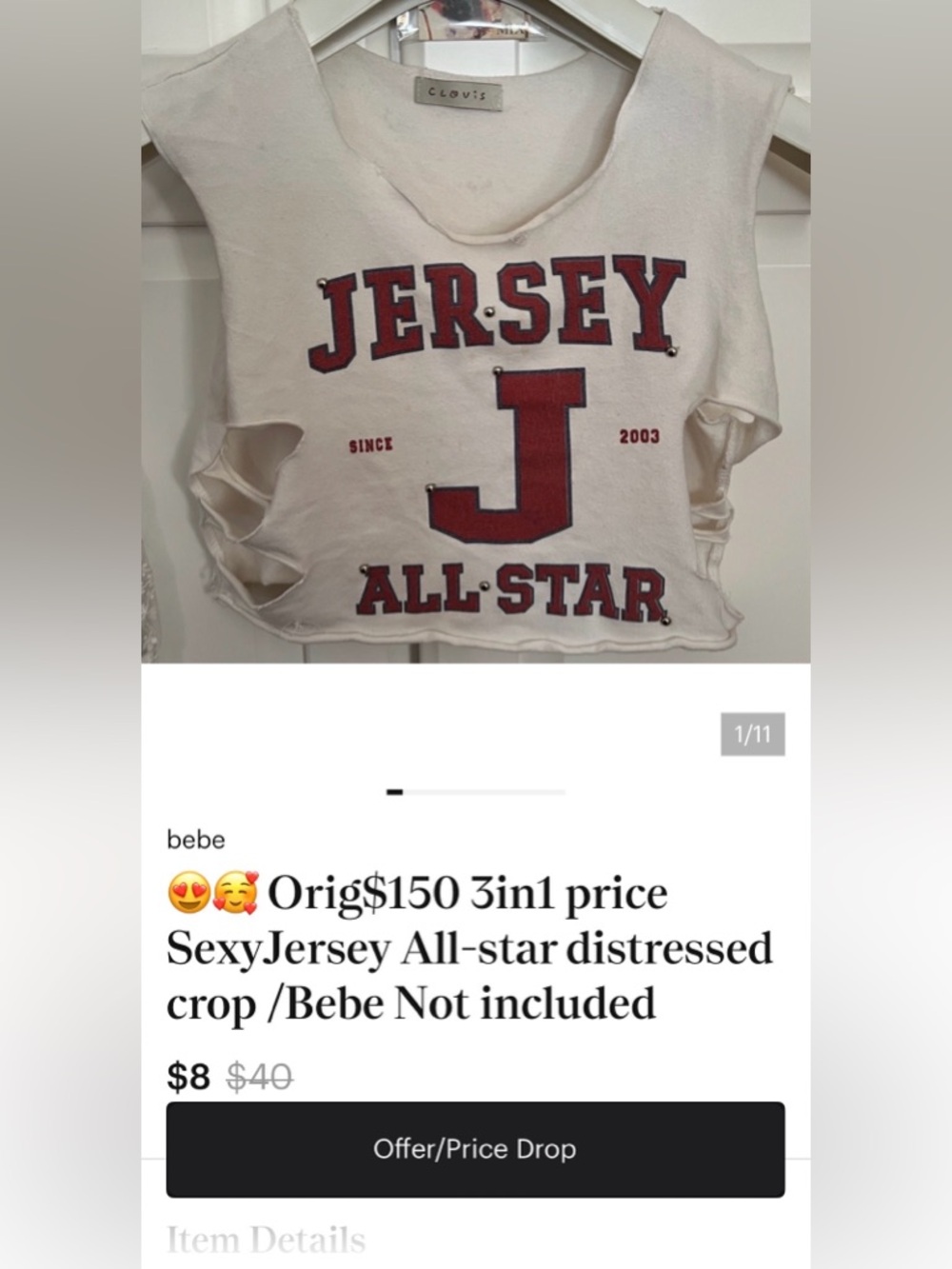 🦊4for1Price💕  limited collectibleV neck Signature 3Dcracked Bunny LogoTee +wrist - Picture 15 of 15